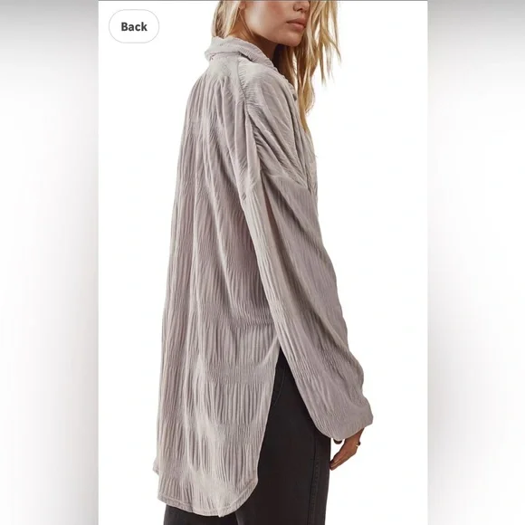 Free People My Best Top, velvet in winter fog, silver gray, oversized,fits M / L - Picture 2 of 8
